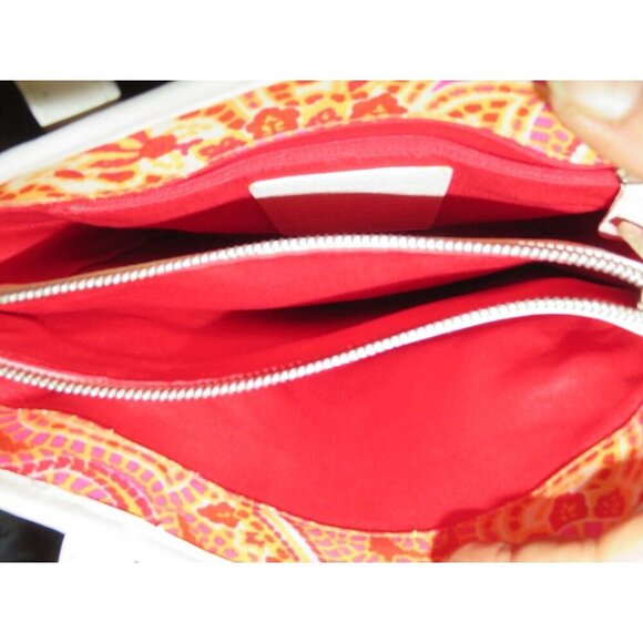 COACH Vintage Red & White Paisley Print Canvas & Leather Tote & white wristlet - Picture 13 of 16